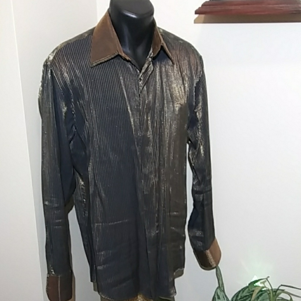 Diamante Couture black & bronze long sleeve shirt